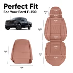 Ford F-150 Seat Covers (2015-2026) – Front Seat Custom Fit, Premium Eco-Leather (Brown)  |  Owleys - View 3