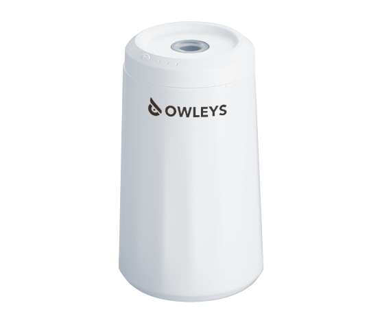 Portable Aroma Diffuser, Waterless Pod + Essential Oil  |  White “Aura Glide” by Owleys