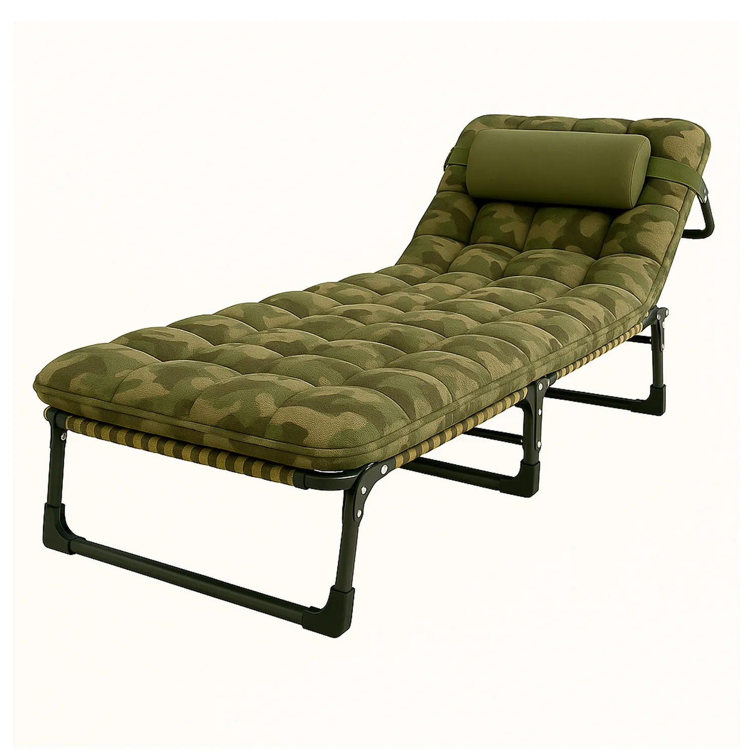 Folding Bed Cot with Mattress | “Green Camo” by Owleys