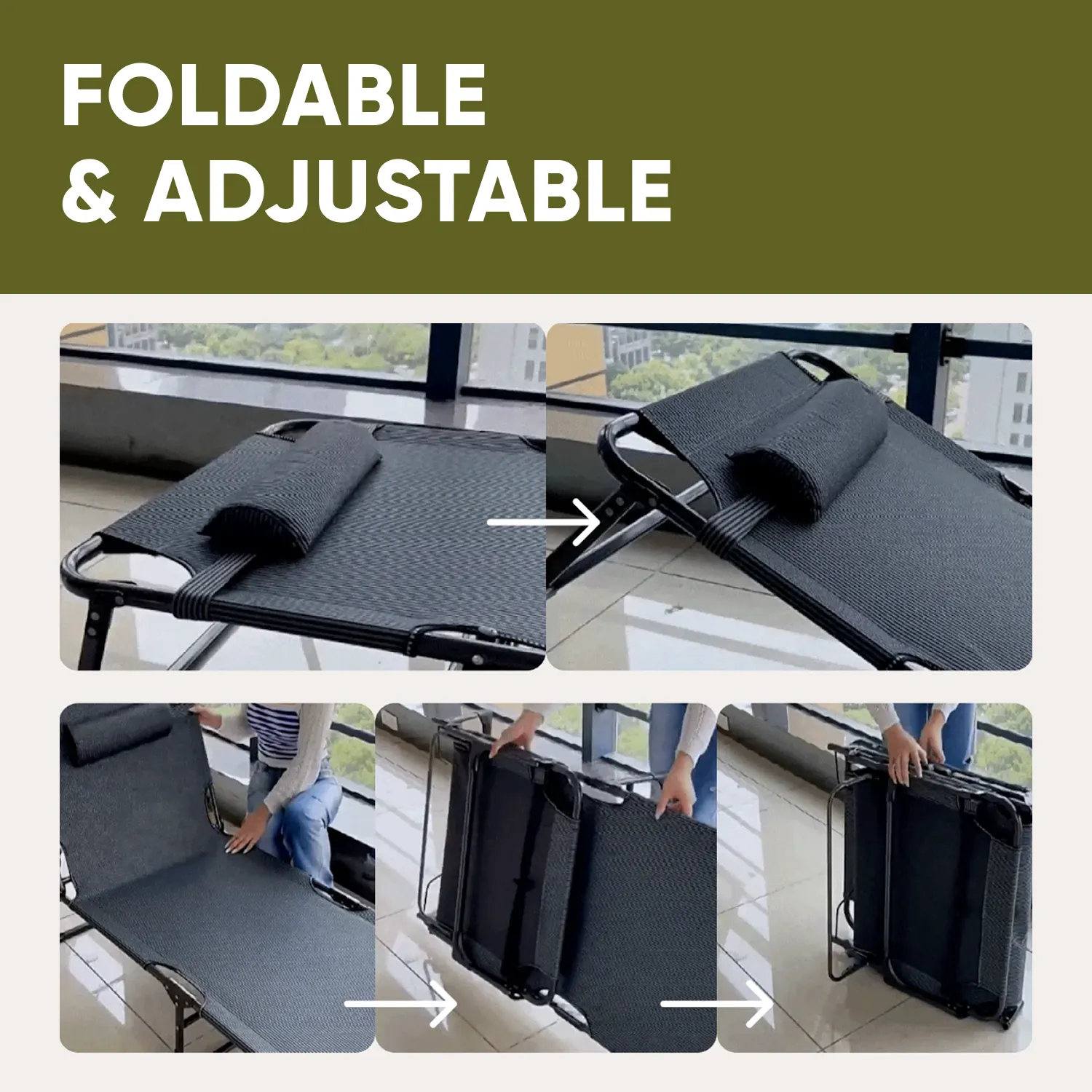 Folding Bed Cot with Mattress | “Green Camo” by Owleys - View 6