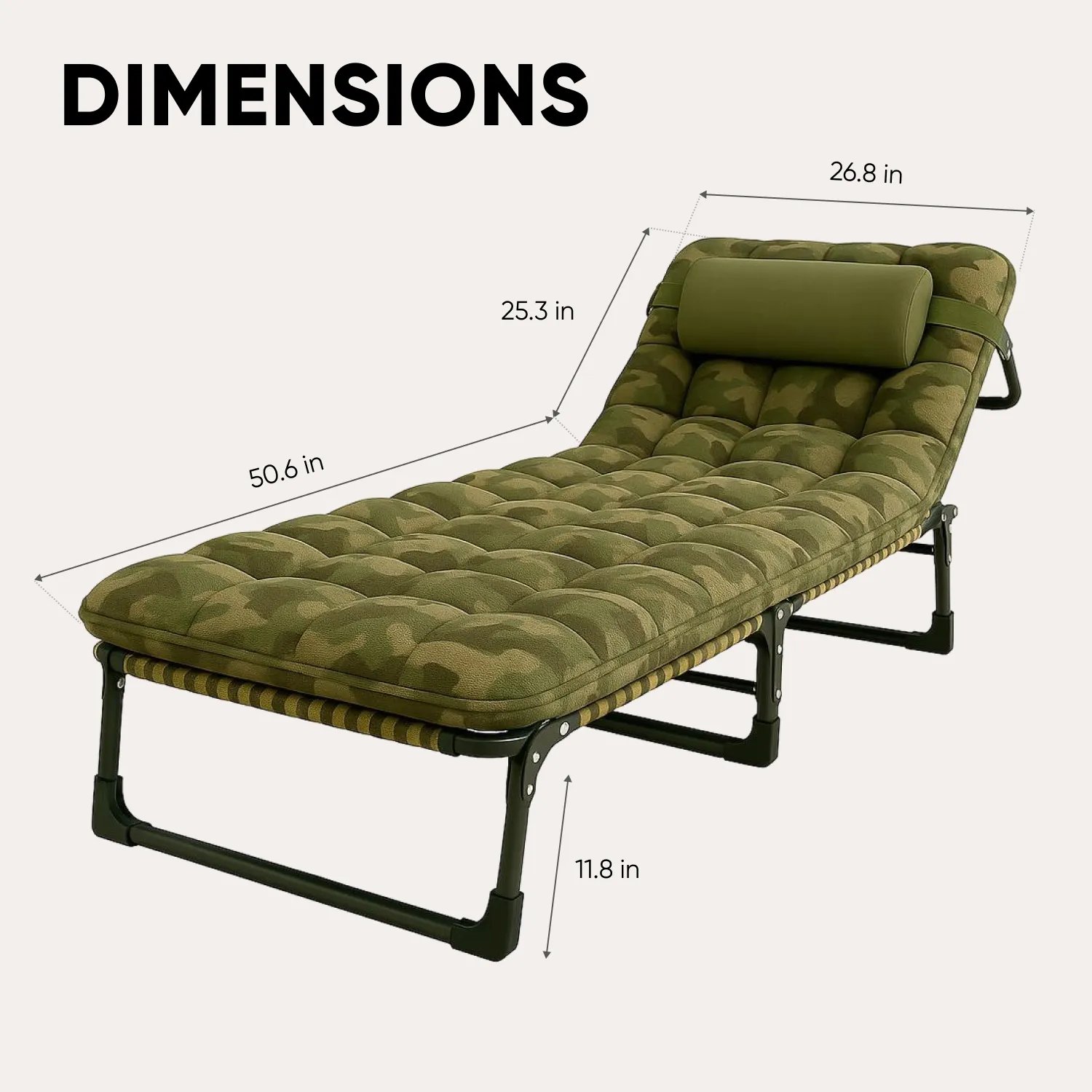 Folding Bed Cot with Mattress | “Green Camo” by Owleys - View 5