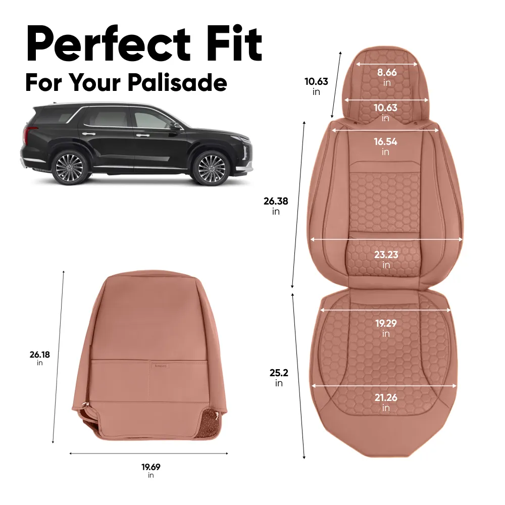 Hyundai Palisade Seat Covers (2020-2025) – Front Seat Custom Fit, Premium Eco-Leather  |  Owleys - View 4