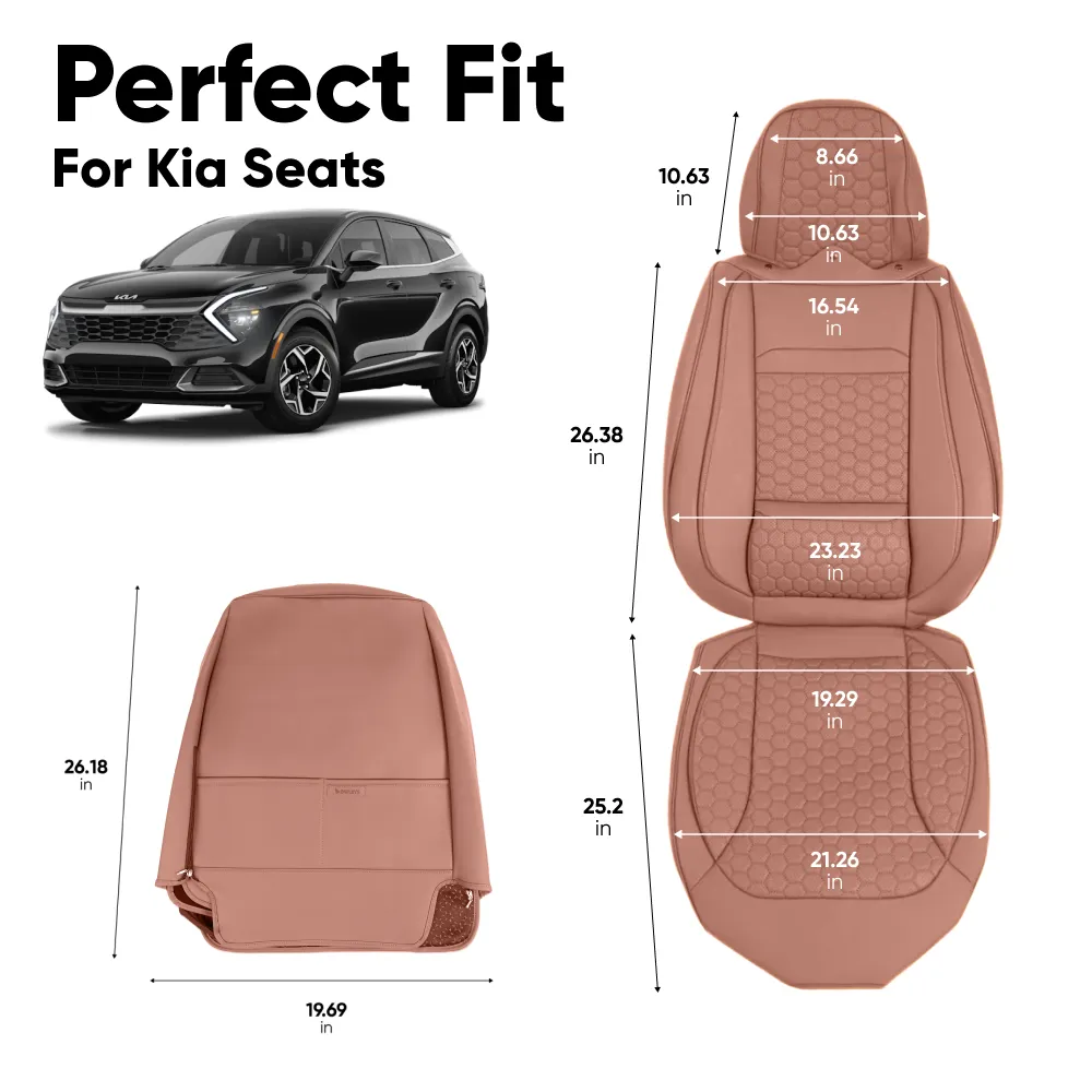 Kia Seat Covers (2015–2025) – Front Seat Custom Fit, Premium Eco-Leather  |  Owleys - View 4