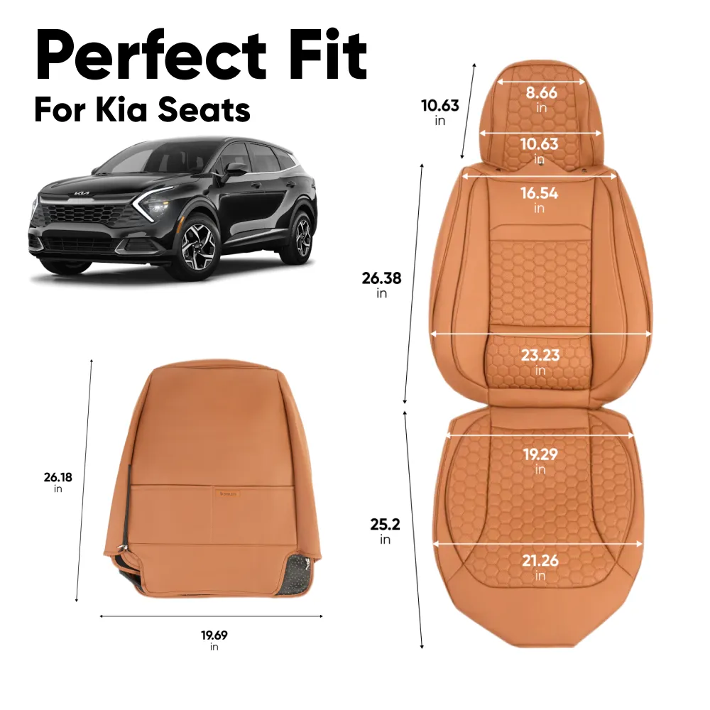 Kia Seat Covers (2015–2025) – Front Seat Custom Fit, Soft Eco-Leather  |  Owleys - View 3