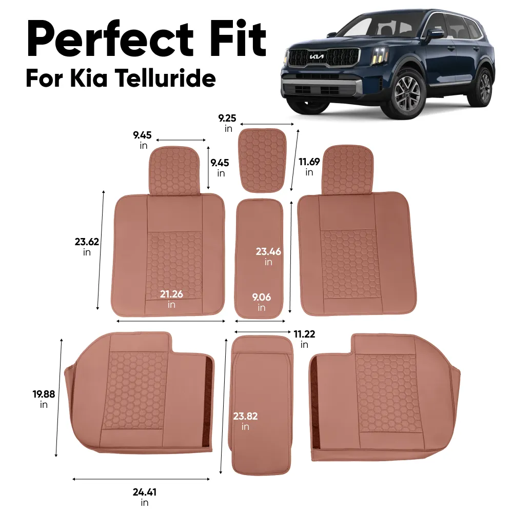 Kia Telluride Seat Covers (2020-2025) – Back Seat Custom Fit, Premium Eco-Leather  |  Owleys - View 4