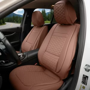 Kia Telluride Seat Covers (2020-2026) – Front Seat Custom Fit, Premium Eco-Leather (Brown)  |  Owleys
