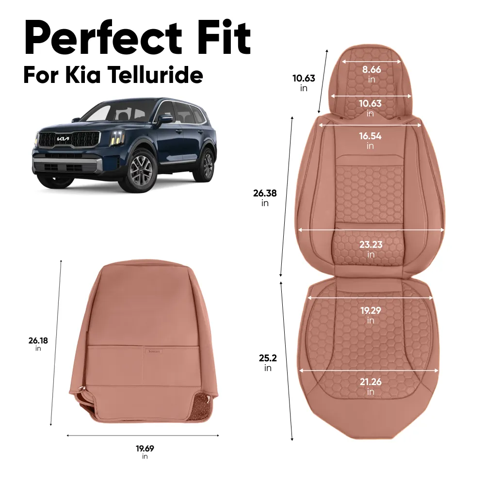 Kia Telluride Seat Covers (2020-2025) – Front Seat Custom Fit, Premium Eco-Leather  |  Owleys - View 4