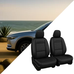 Mazda Seat Covers (2016-2026) – Front Seat Custom Fit, Premium Eco-Leather (Black)  |  Owleys