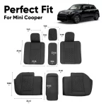 Mini Cooper Seat Covers (2014–2026) – Back Seat Custom Fit, Premium Eco-Leather (Black)  |  Owleys - View 4