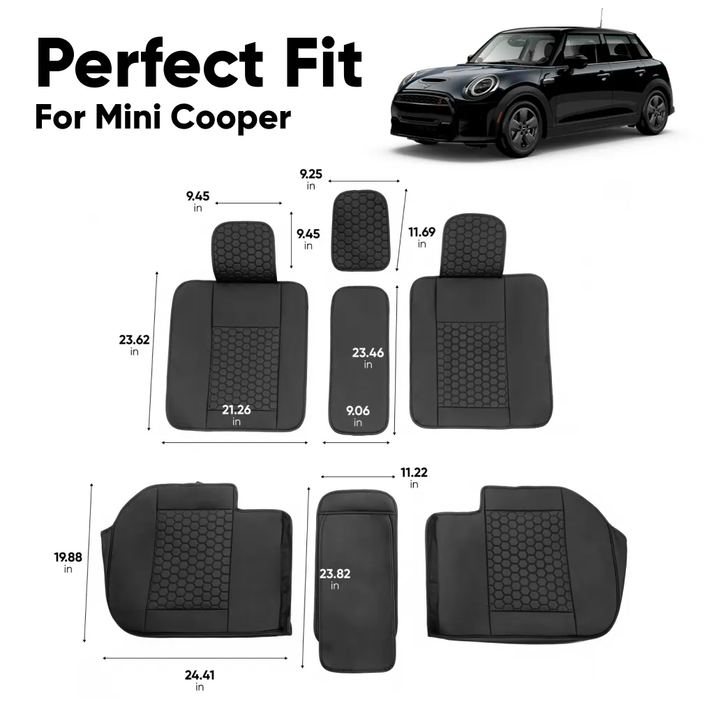 Mini Cooper Seat Covers (2014–2025) – Back Seat Custom Fit, Premium Eco-Leather  |  Owleys - View 4