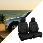 Mini Cooper Seat Covers (2014–2026) – Front Seat Custom Fit, Premium Eco-Leather (Black)  |  Owleys - View 1