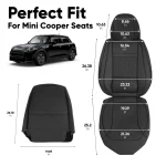 Mini Cooper Seat Covers (2014–2026) – Front Seat Custom Fit, Premium Eco-Leather (Black)  |  Owleys - View 4