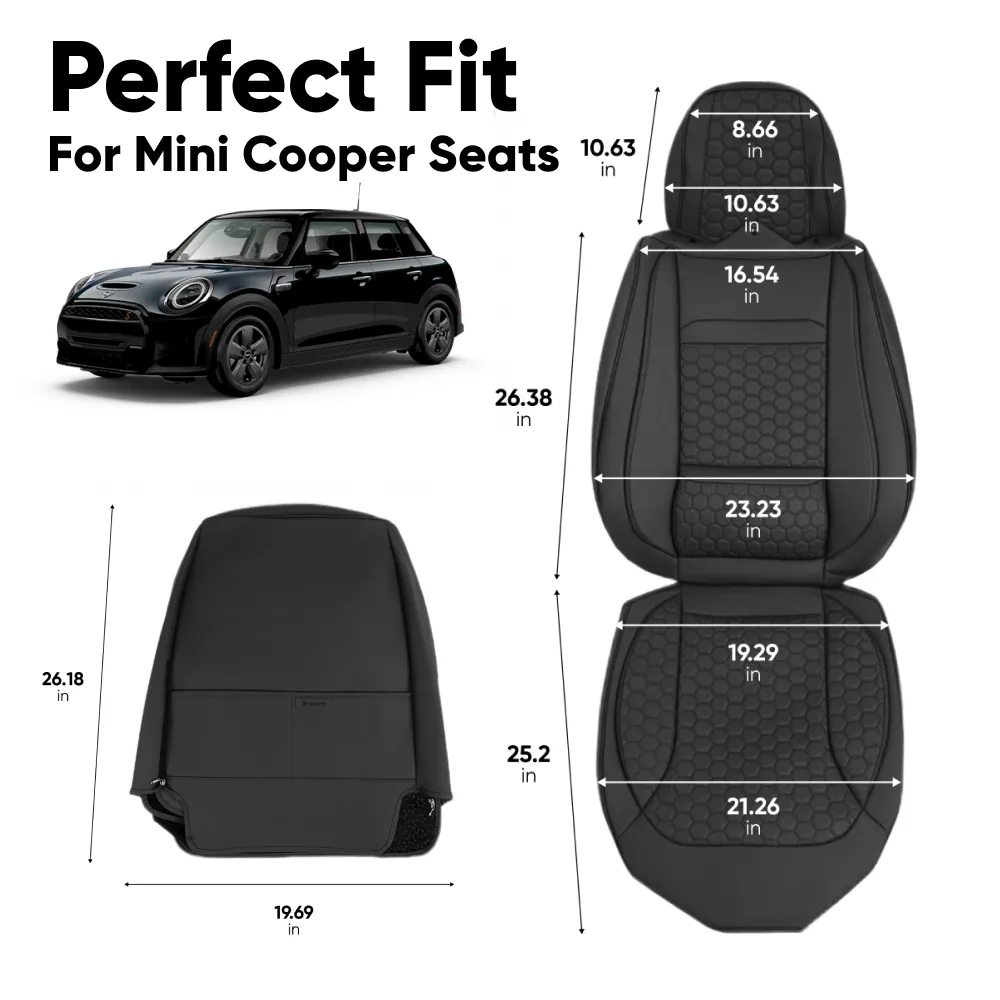 Mini Cooper Seat Covers (2014–2025) – Front Seat Custom Fit, Premium Eco-Leather | Owleys - View 4
