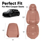 Mini Cooper Seat Covers (2014–2026) – Front Seat Custom Fit, Premium Eco-Leather (Brown)  |  Owleys - View 4
