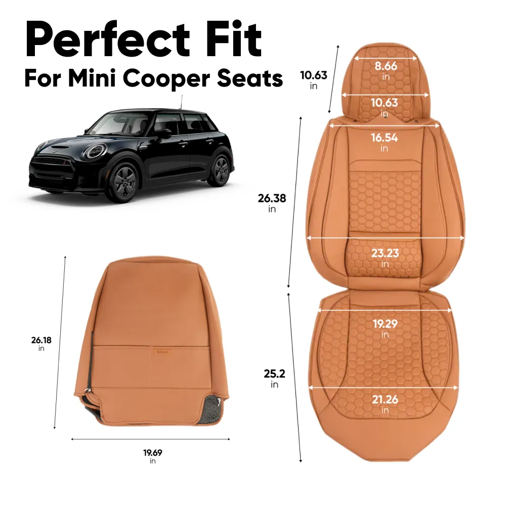 Mini Cooper Seat Covers (2014–2025) – Front Seat Custom Fit, Premium Eco-Leather  |  Owleys - View 4