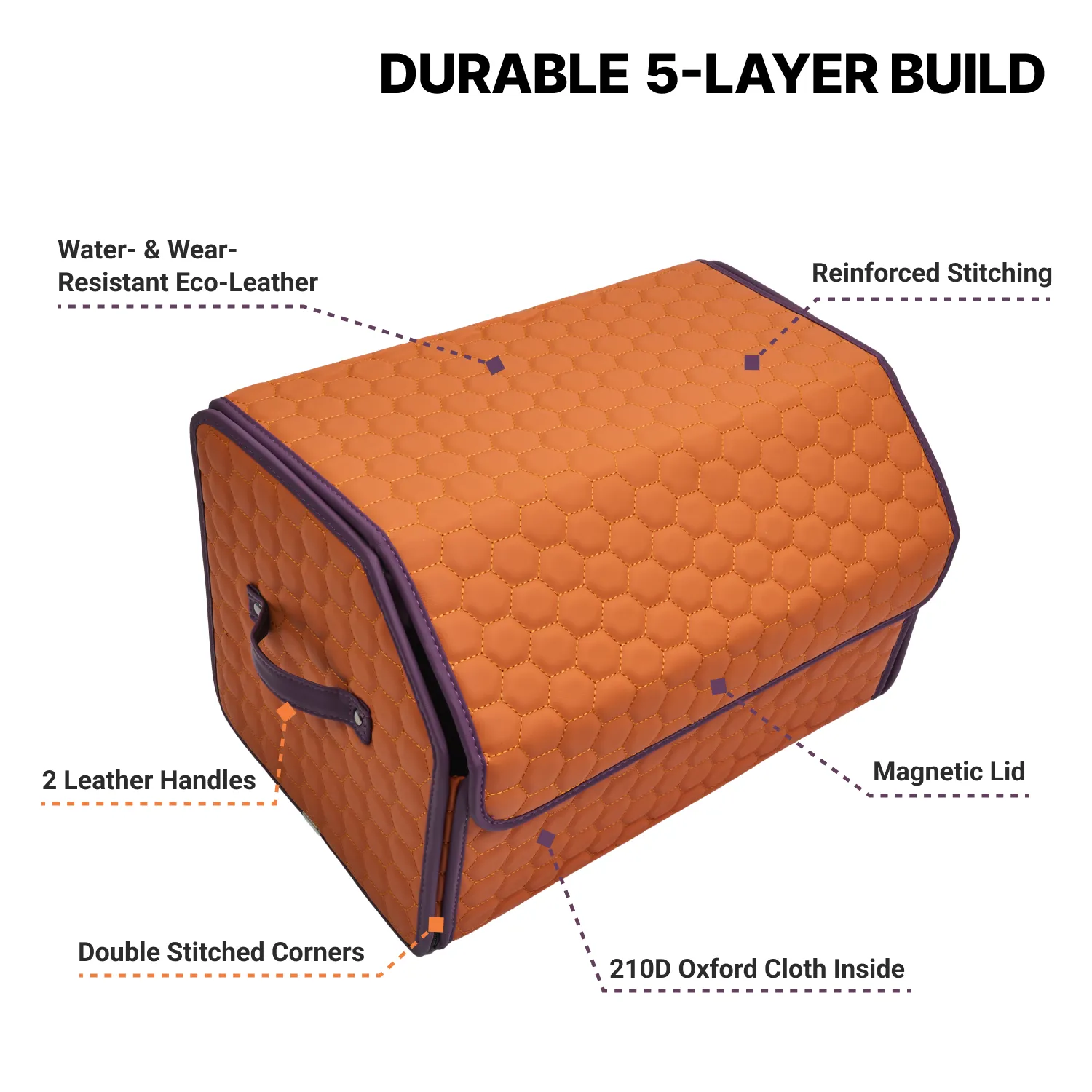 Car Trunk Organizer | Orange “Hexy” by Owleys - View 2