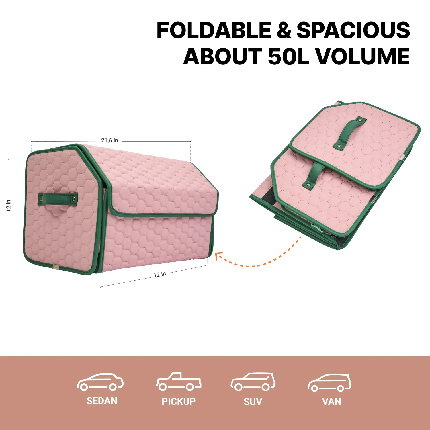 Car Trunk Organizer | Pink “Hexy” by Owleys - View 3