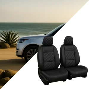 Range Rover Seat Covers (2015-2026) – Front Seat Custom Fit, Premium Eco-Leather (Black)  |  Owleys