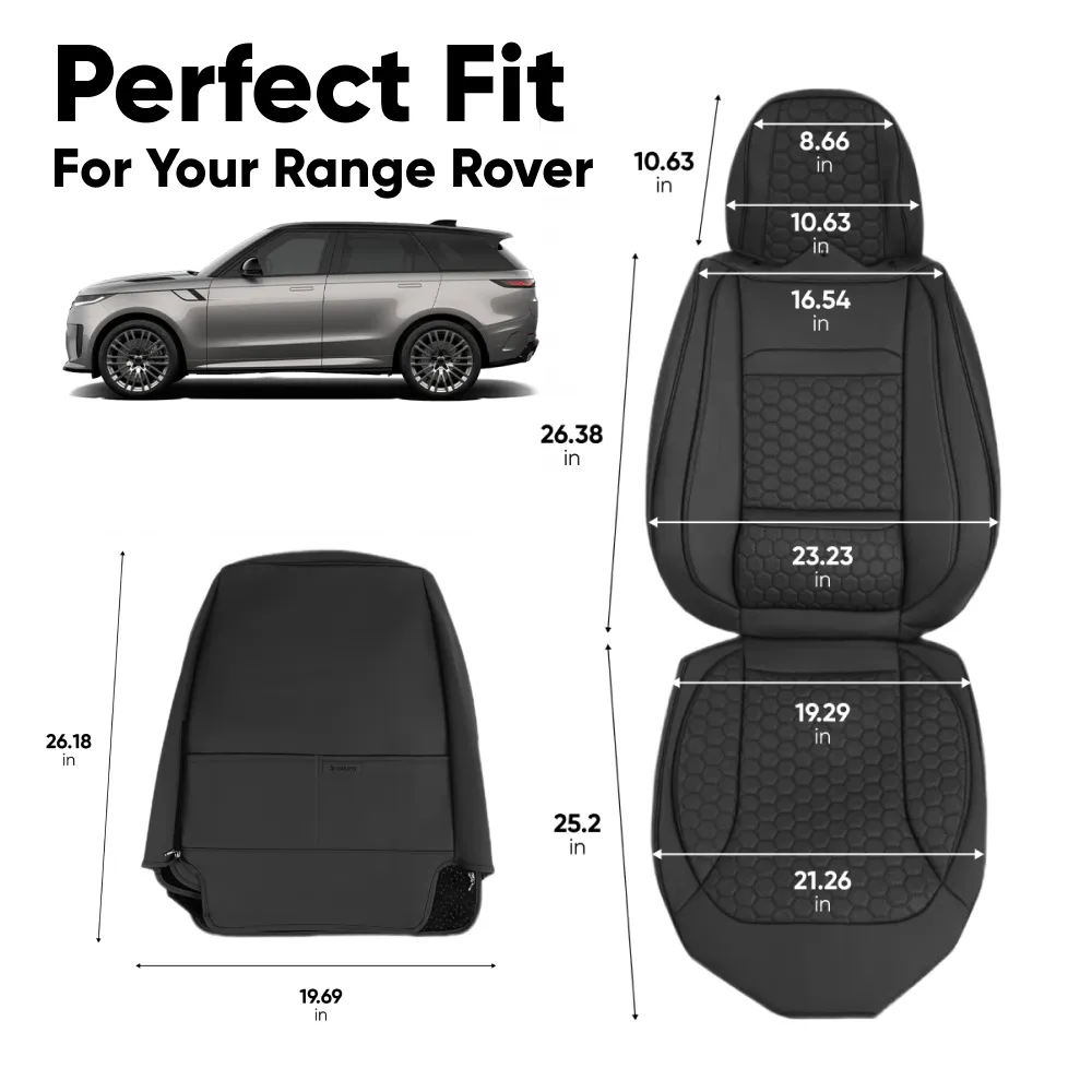 Range Rover Seat Covers (2015-2025) – Front Seat Custom Fit, Soft Eco-Leather  |  Owleys - View 4