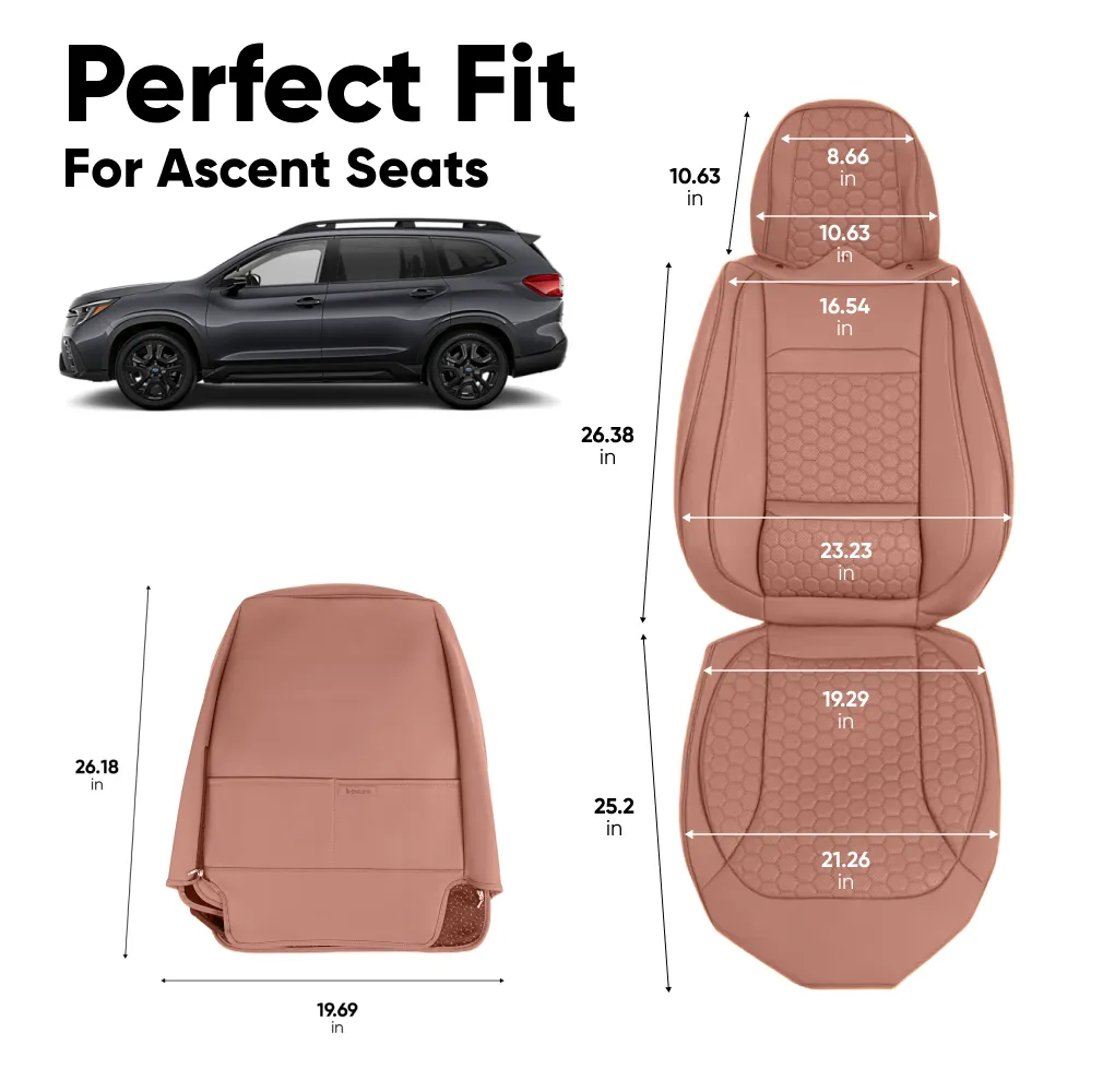 Subaru Ascent Seat Covers (2019–2025) – Front Seat Custom Fit, Premium Eco-Leather  |  Owleys - View 4