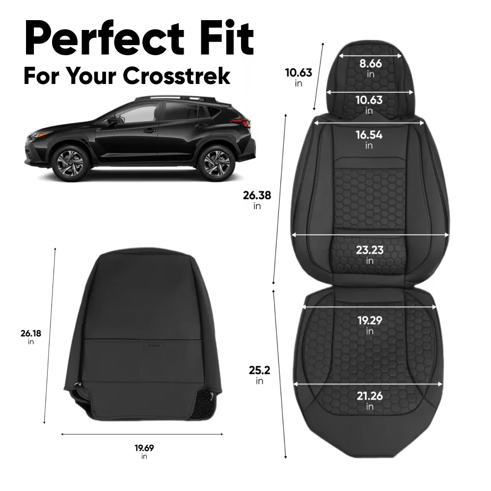 Seat Covers for Subaru Crosstrek (2013–2026) – Front Seat Custom Fit, Premium Eco-Leather (Black)  |  Owleys - View 4