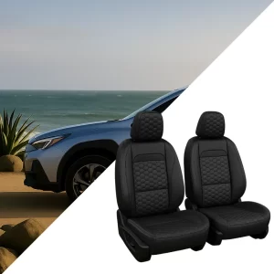 Seat Covers for Subaru Crosstrek (2013–2026) – Front Seat Custom Fit, Premium Eco-Leather (Black)  |  Owleys