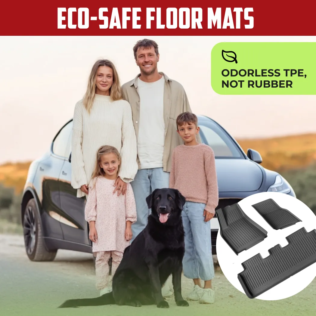 Tesla Model Y Floor Mats  |  Odorless, Eco-Safe TPE - View 2