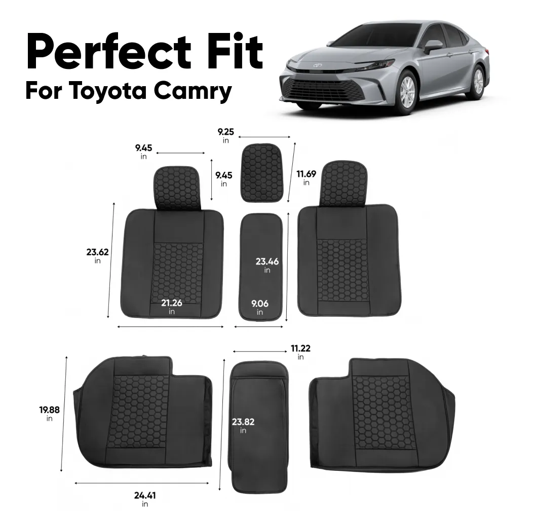 Toyota Camry Seat Covers (2015–2025) – Back Seat Custom Fit, Soft Eco-Leather | Owleys - View 4