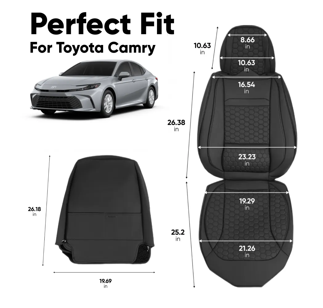 Toyota Camry Seat Covers (2015–2025) – Front Seat Custom Fit, Soft Eco-Leather | Owleys - View 3