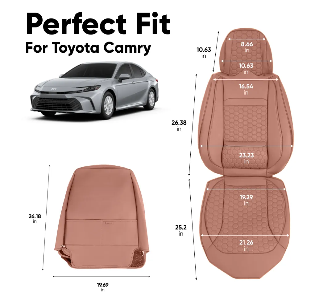 Toyota Camry Seat Covers (2015–2025) – Front Seat Custom Fit, Premium Eco-Leather  |  Owleys - View 4