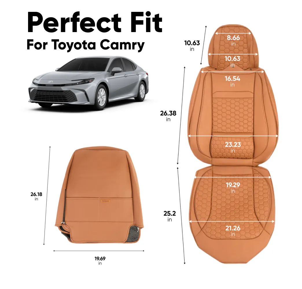 Toyota Camry Seat Covers (2015–2025) – Front Seat Custom Fit, Soft Eco-Leather | Owleys - View 3