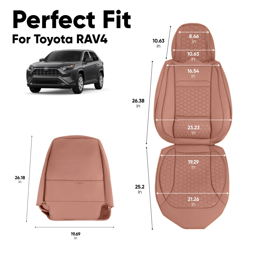 Toyota RAV4 Seat Covers (2015–2025) – Front Seat Custom Fit, Premium Eco-Leather  |  Owleys - View 4