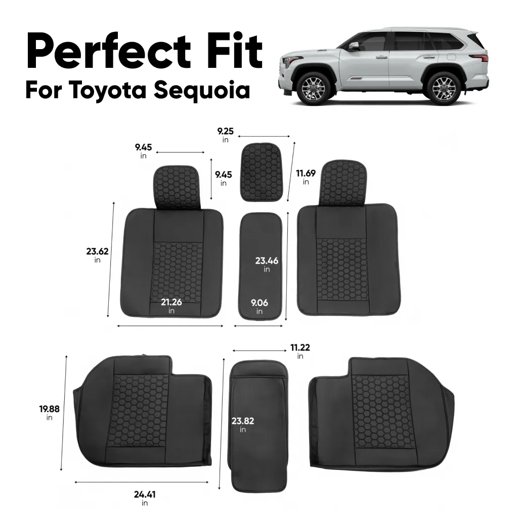 Toyota Sequoia Seat Covers (2008-2025) – Back Seat Custom Fit, Soft Eco-Leather  |  Owleys - View 4