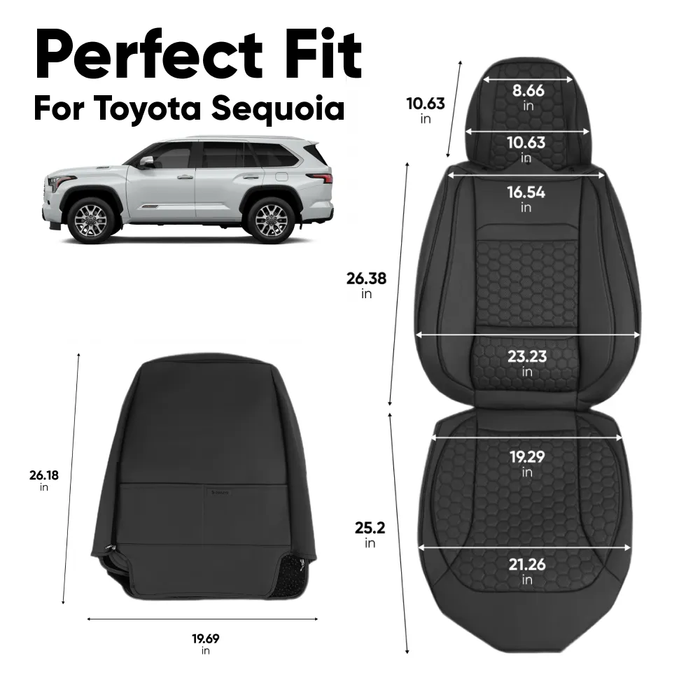 Toyota Sequoia Seat Covers (2008–2025) – Front Seat Custom Fit, Soft Eco-Leather | Owleys - View 3