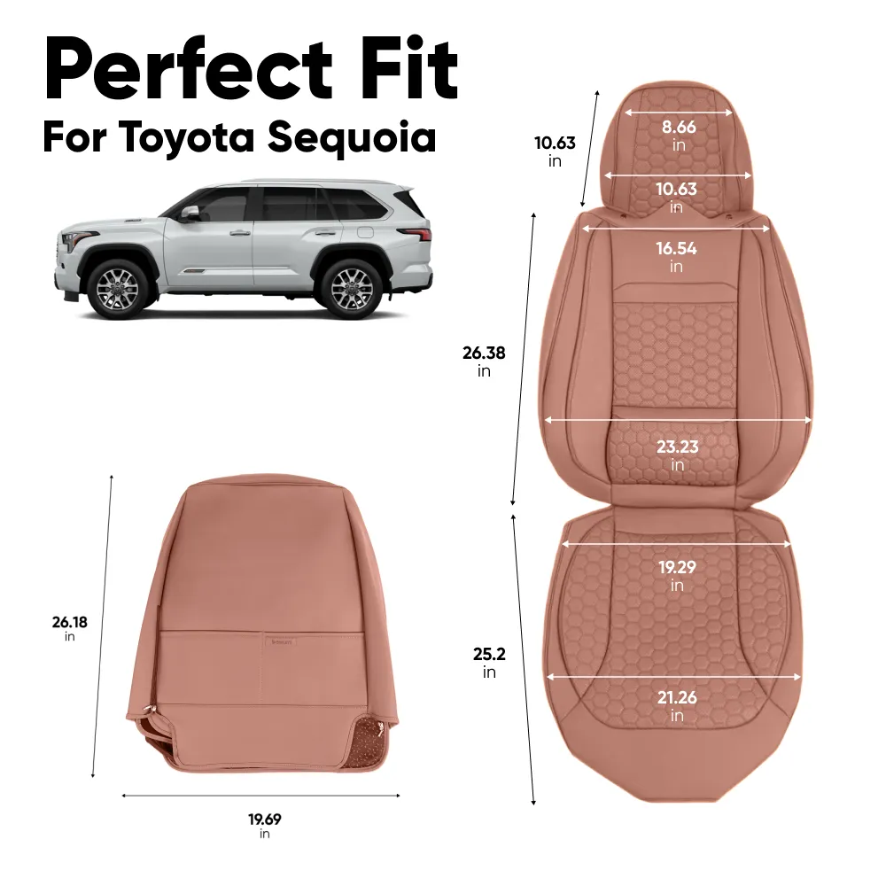Toyota Sequoia Seat Covers (2008–2025) – Front Seat Custom Fit, Premium Eco-Leather  |  Owleys - View 4