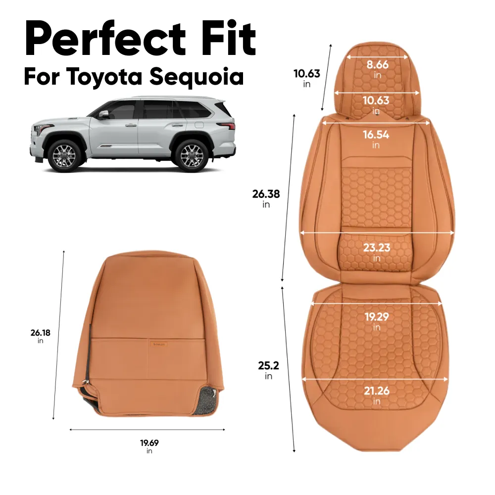 Toyota Sequoia Seat Covers (2008–2025) – Front Seat Custom Fit, Soft Eco-Leather  |  Owleys - View 3