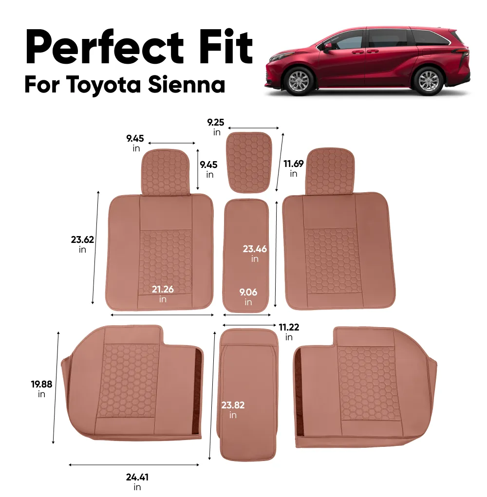 Toyota Sienna Seat Covers (2021–2025) – Back Seat Custom Fit, Premium Eco-Leather  |  Owleys - View 4