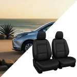 Toyota Sienna Seat Covers (2021–2025) – Front Seat Custom Fit, Premium Eco-Leather (Black)  |  Owleys - View 1