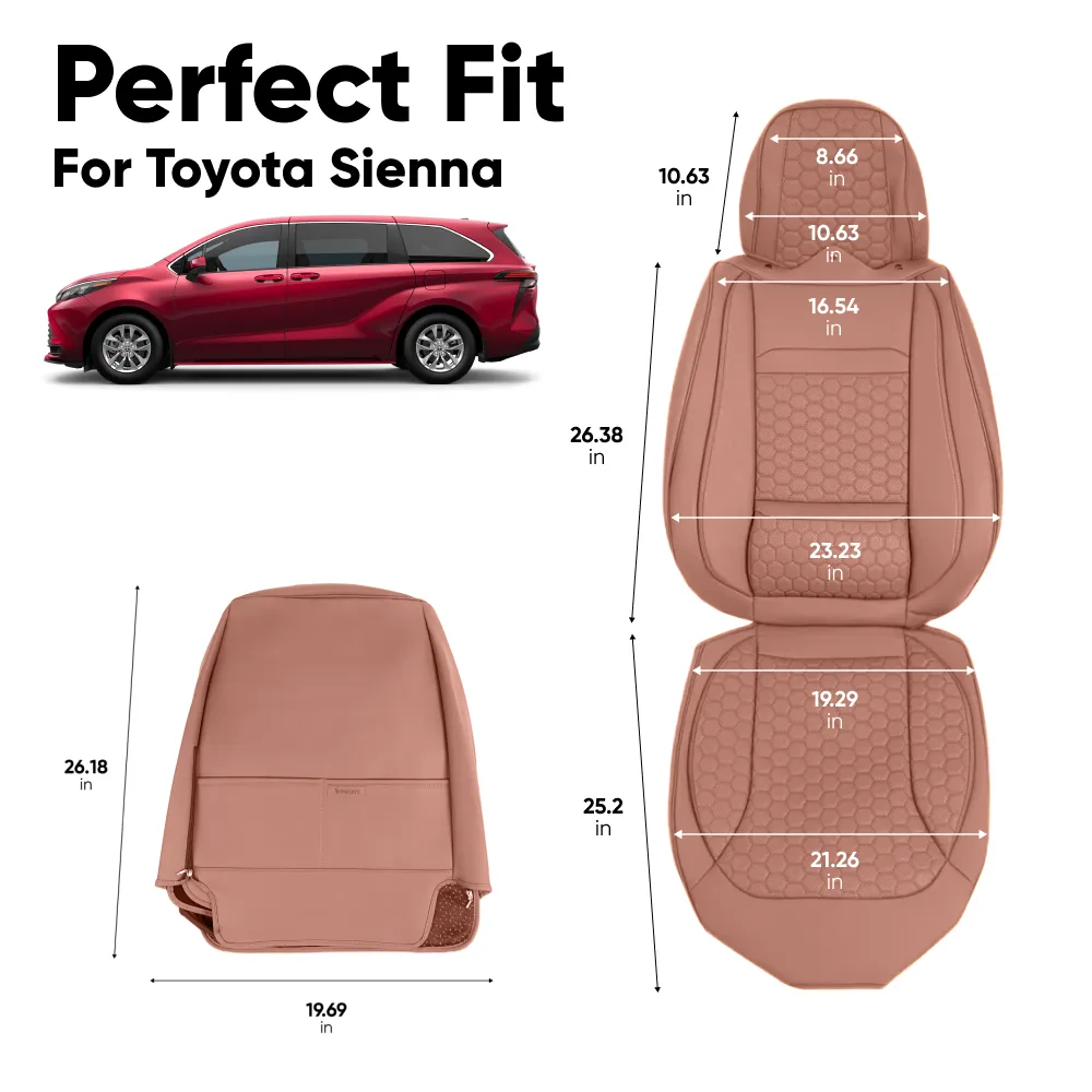 Toyota Sienna Seat Covers (2021–2025) – Front Seat Custom Fit, Premium Eco-Leather  |  Owleys - View 4