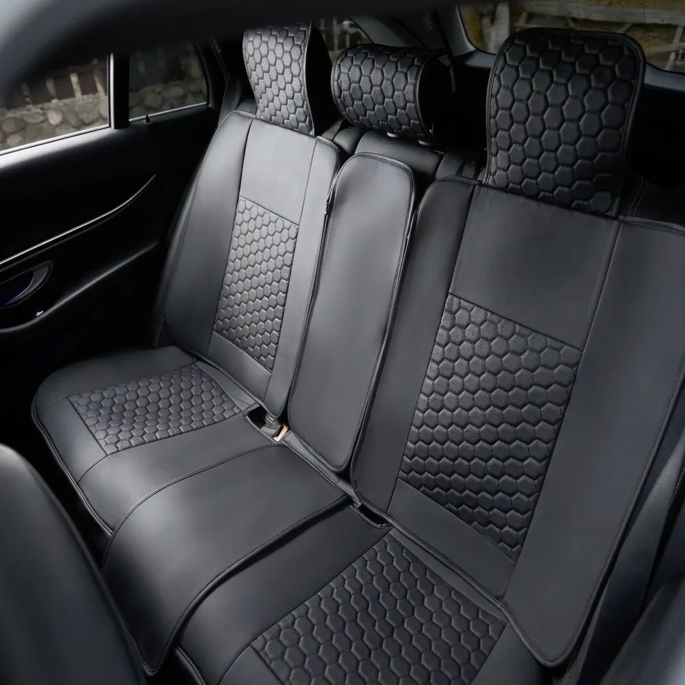 Kia Seat Covers (2015–2026) – Back Seat Custom Fit, Premium Eco-Leather (Black)  |  Owleys