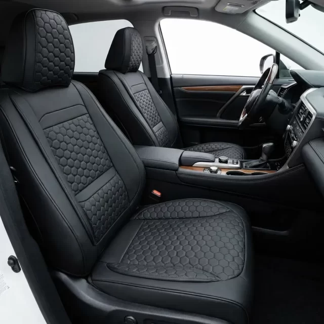 Lexus RX 350 Seat Covers (2016–2026) – Front Seat Custom Fit, Premium Eco-Leather (Black)  |  Owleys