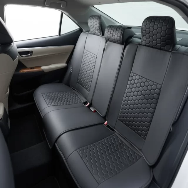 Toyota Camry Seat Covers (2015–2026) – Back Seat Custom Fit, Premium Eco-Leather (Black)  |  Owleys