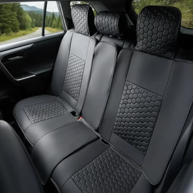 Toyota RAV4 Seat Covers (2015–2026) – Back Seat Custom Fit, Premium Eco-Leather (Black)  |  Owleys