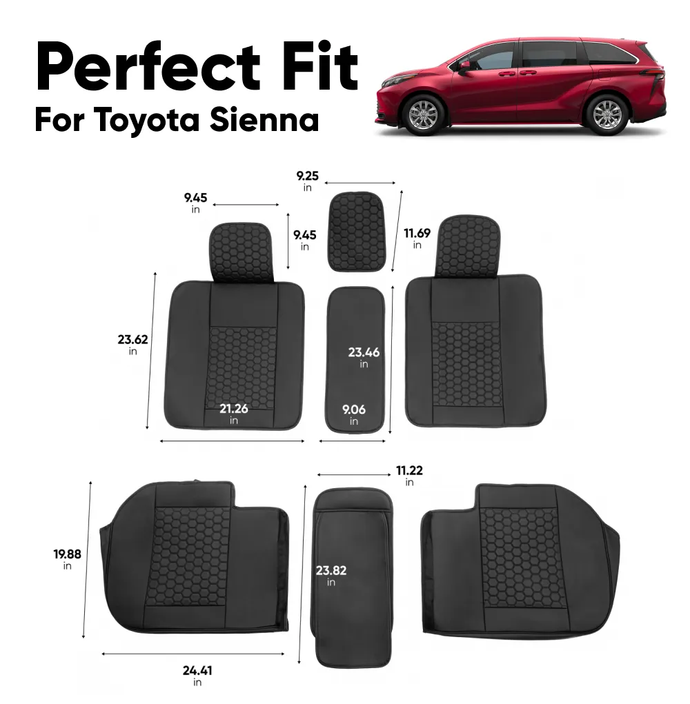 Toyota Sienna Seat Covers (2021–2025) – Back Seat Custom Fit, Premium Eco-Leather  |  Owleys - View 4