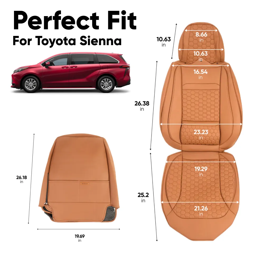 Toyota Sienna Seat Covers (2021–2025) – Front Seat Custom Fit, Premium Eco-Leather  |  Owleys - View 4