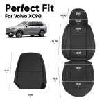 Volvo XC90 Seat Covers (2015-2026) – Front Seat Custom Fit, Premium Eco-Leather (Black)  |  Owleys - View 3