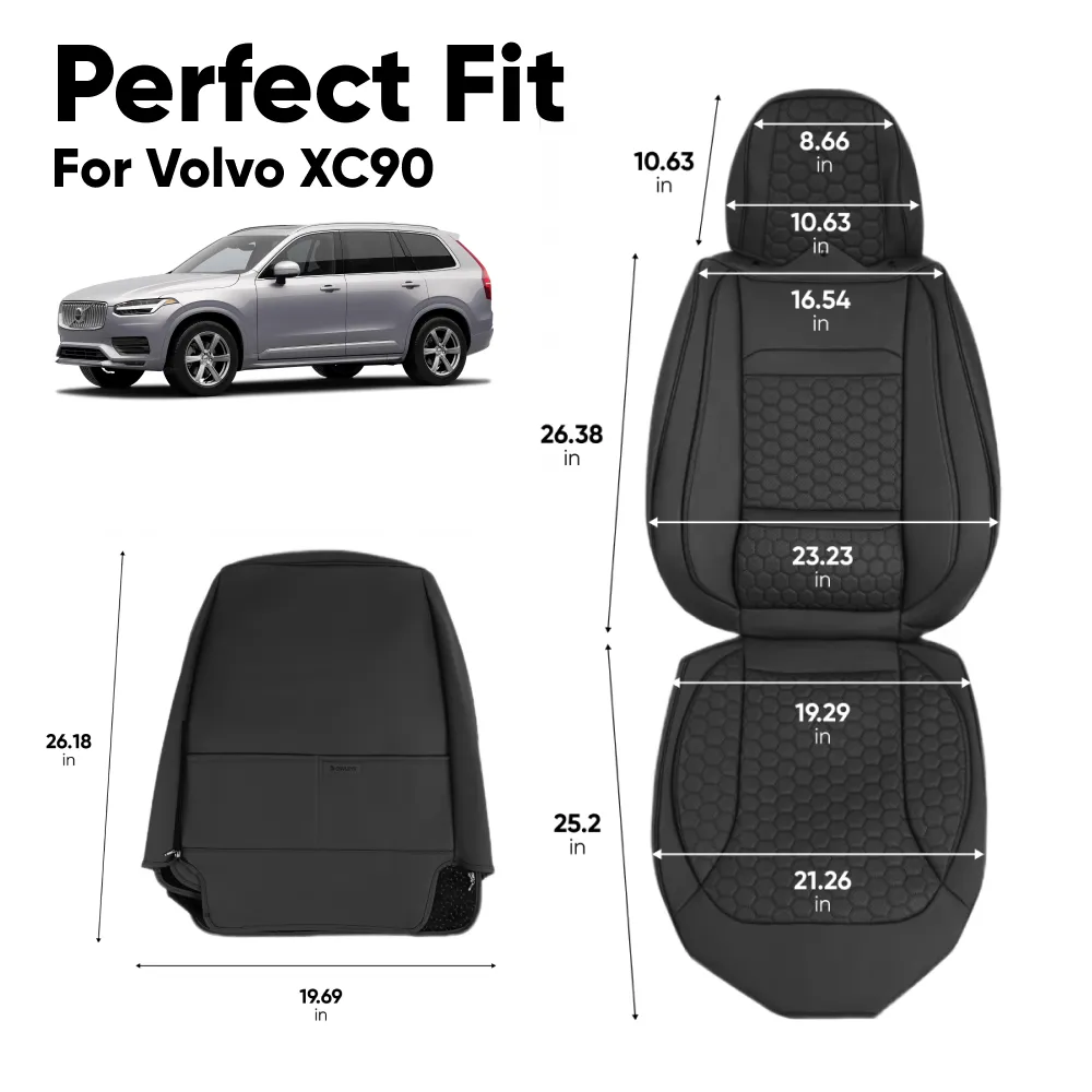 Volvo XC90 Seat Covers (2015-2025) – Front Seat Custom Fit, Premium Eco-Leather  |  Owleys - View 4