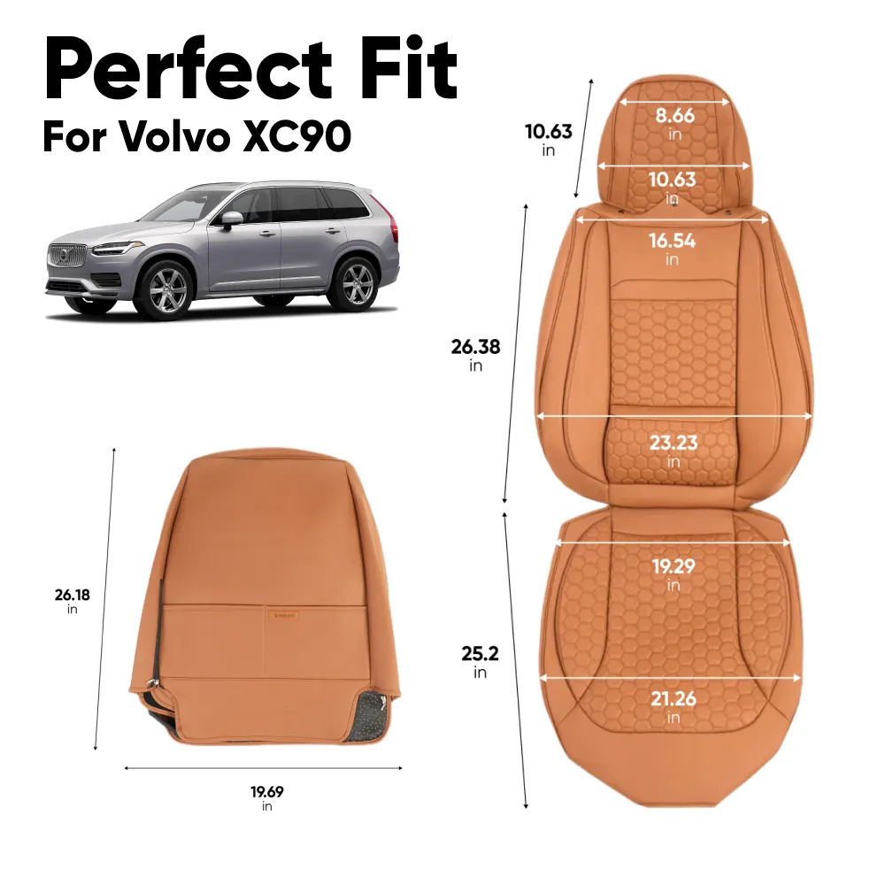 Volvo XC90 Seat Covers (2015-2025) – Front Seat Custom Fit, Premium Eco-Leather  |  Owleys - View 4