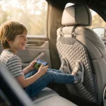 Car Seat Back Protector  |  Gray “Hexy” by Owleys - View 1