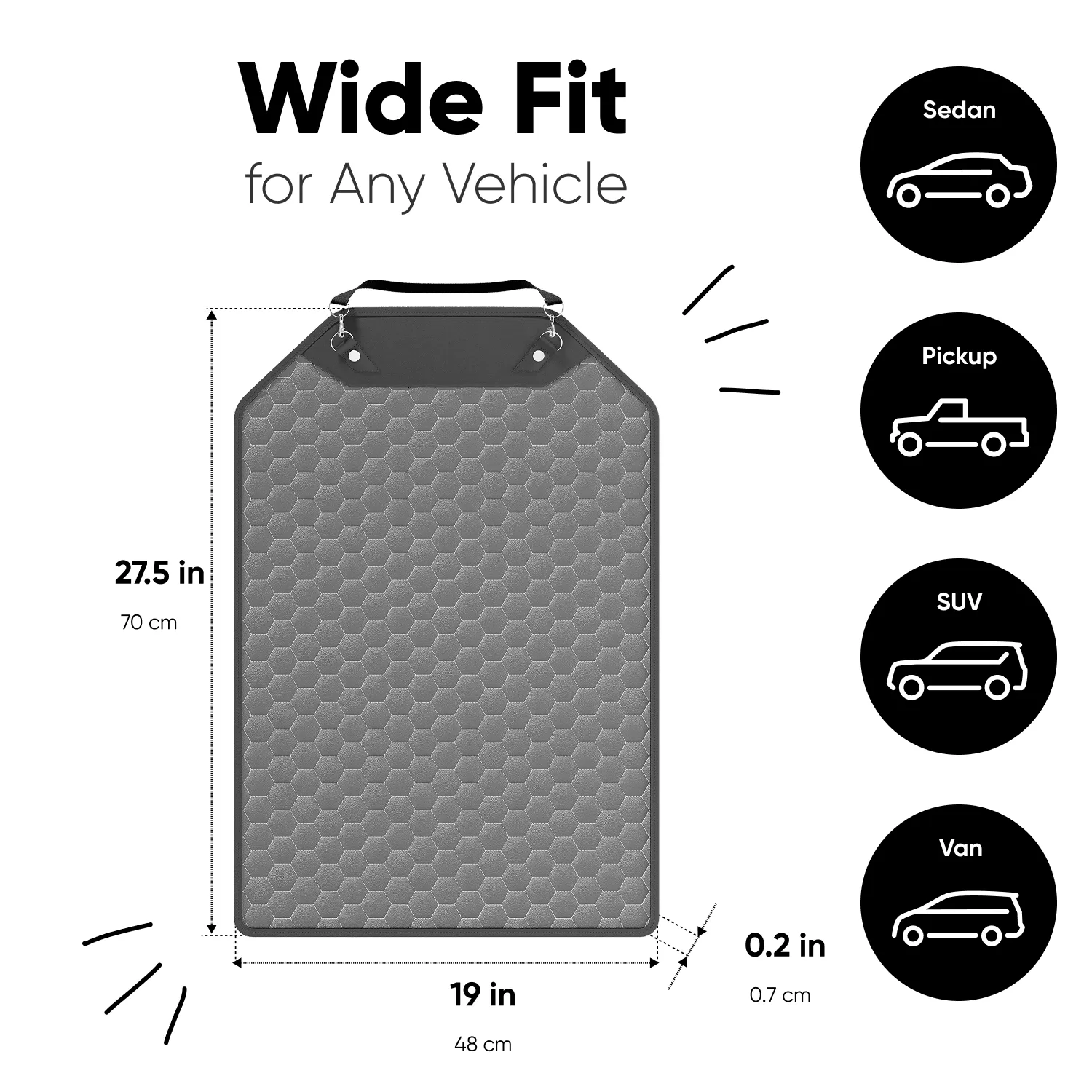 Car Seat Back Protector, Car Kick Mat | Gray “Hexy” by Owleys - View 3